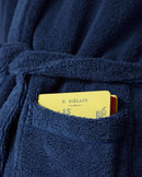 Peignoir éponge - Bleu Nuit liseré Kaki