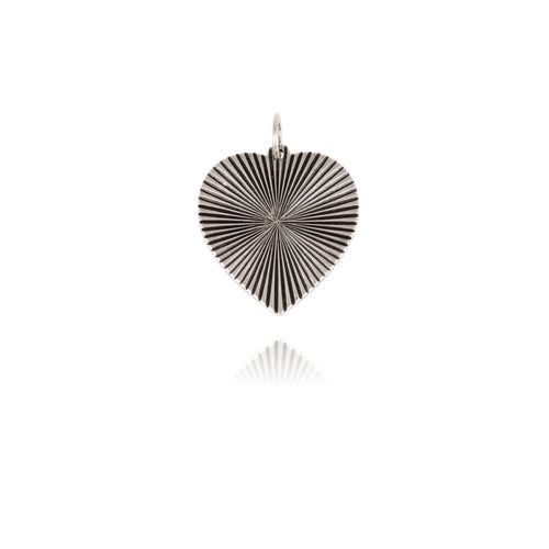 Pendentif Coeur Strié - Argenté