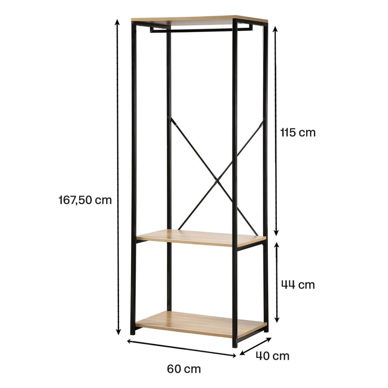 Penderie 3 Étagères Métal Et Décor Chêne - Décor Bois