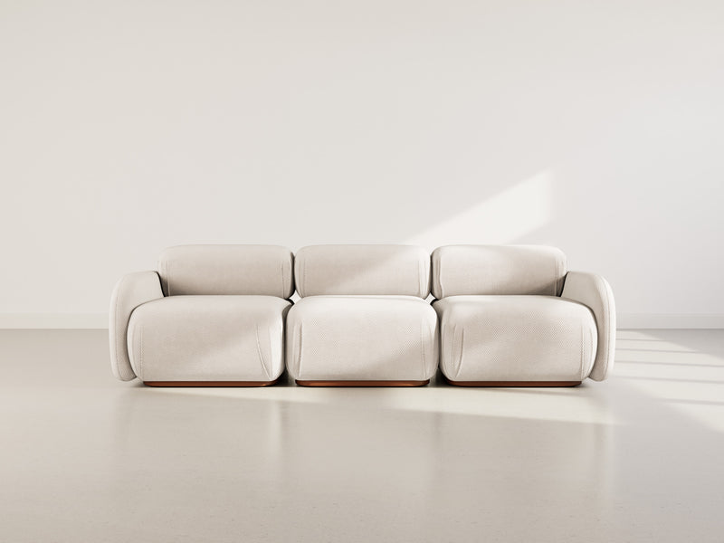 Penelope - Canapé Droit Modulable - 3 Places - Velours Texturé - Beige