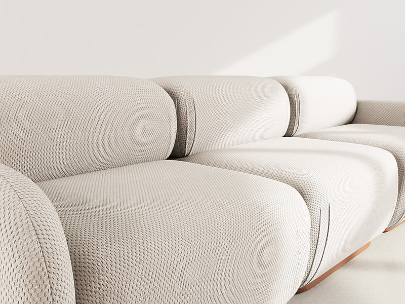 Penelope - Canapé Droit Modulable - 3 Places - Velours Texturé - Beige