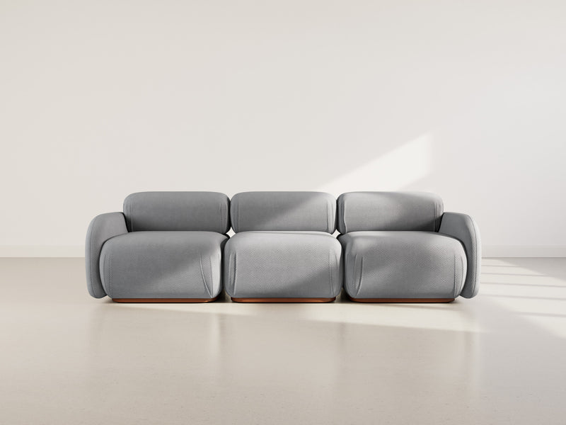 Penélope - Sofá modular recto - 3 plazas - Terciopelo texturizado - Gris