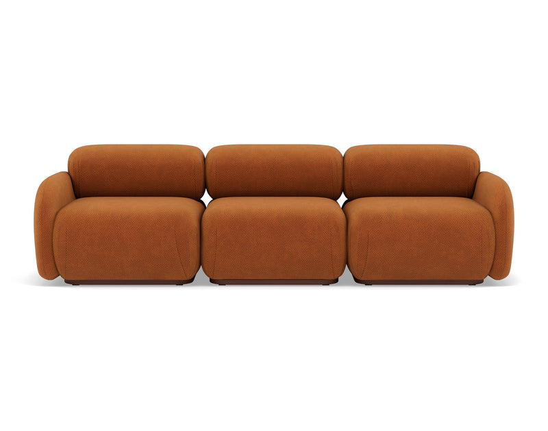 Penelope - Canapé Droit Modulable - 3 Places - Velours Texturé - Terracotta