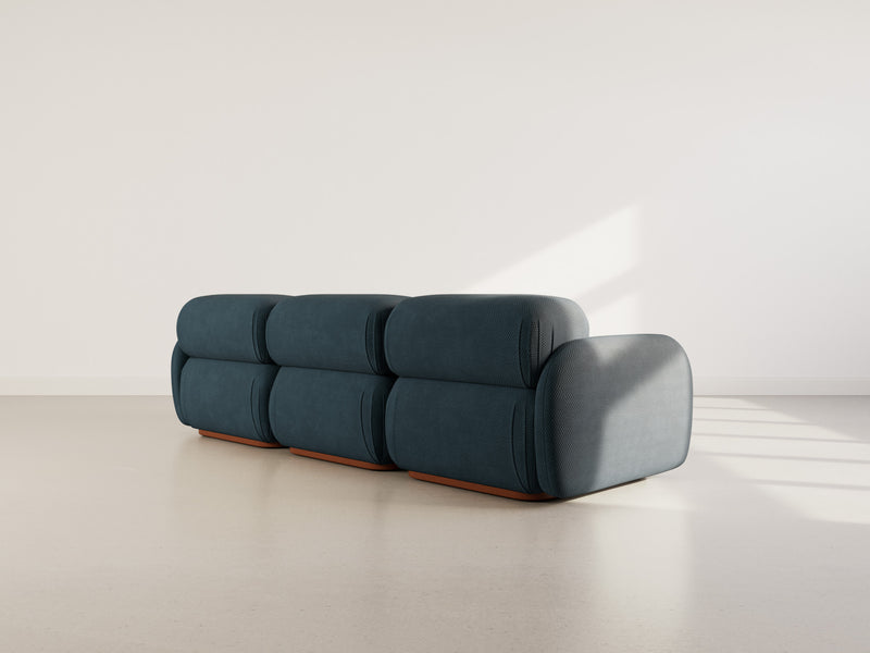 Penélope - Sofá modular recto - 3 plazas - Terciopelo texturizado - Negro