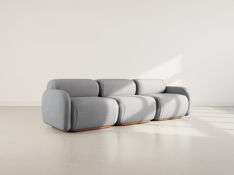 Penélope - Sofá modular recto - 3 plazas - Terciopelo texturizado - Gris