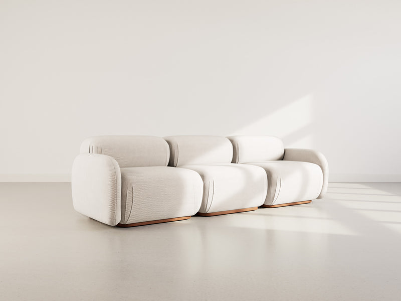 Penelope - Canapé Droit Modulable - 3 Places - Velours Texturé - Beige