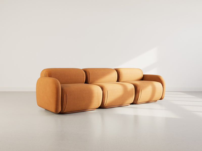 Penelope - Canapé Droit Modulable - 3 Places - Velours Texturé - Terracotta