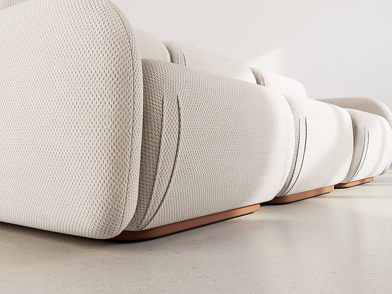 Penelope - Canapé Droit Modulable - 3 Places - Velours Texturé - Beige