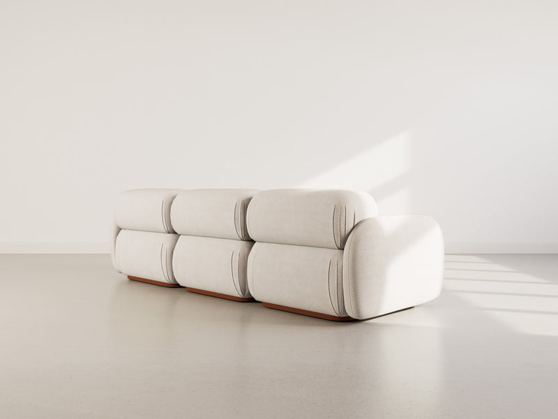 Penelope - Canapé Droit Modulable - 3 Places - Velours Texturé - Beige