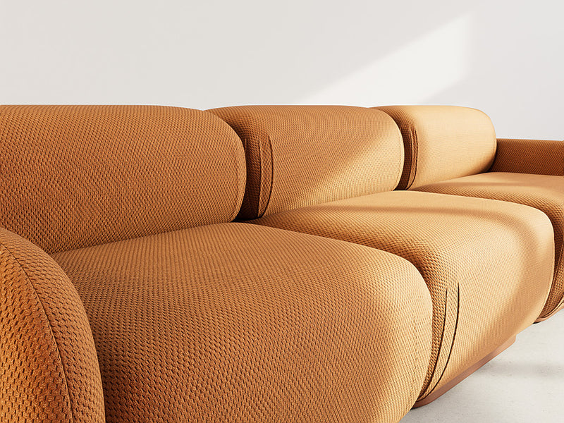 Penelope - Canapé Droit Modulable - 3 Places - Velours Texturé - Terracotta