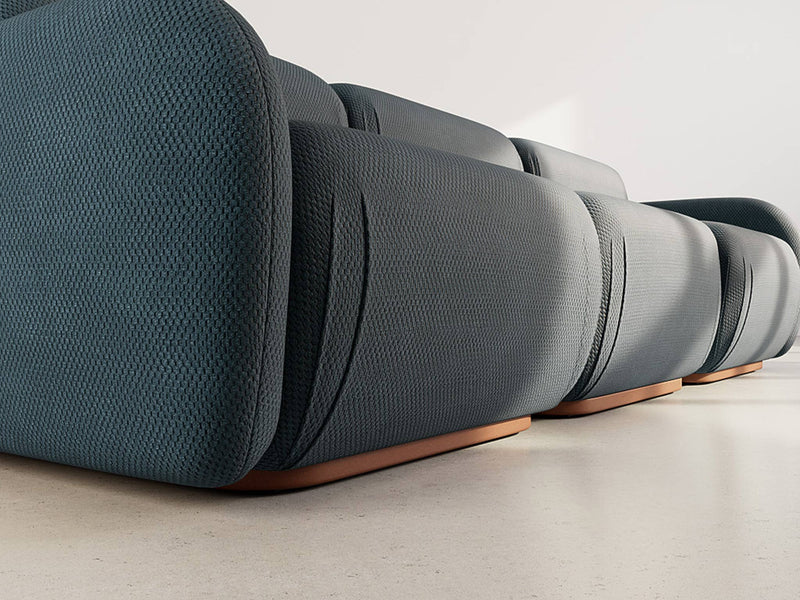 Penélope - Sofá modular recto - 3 plazas - Terciopelo texturizado - Negro