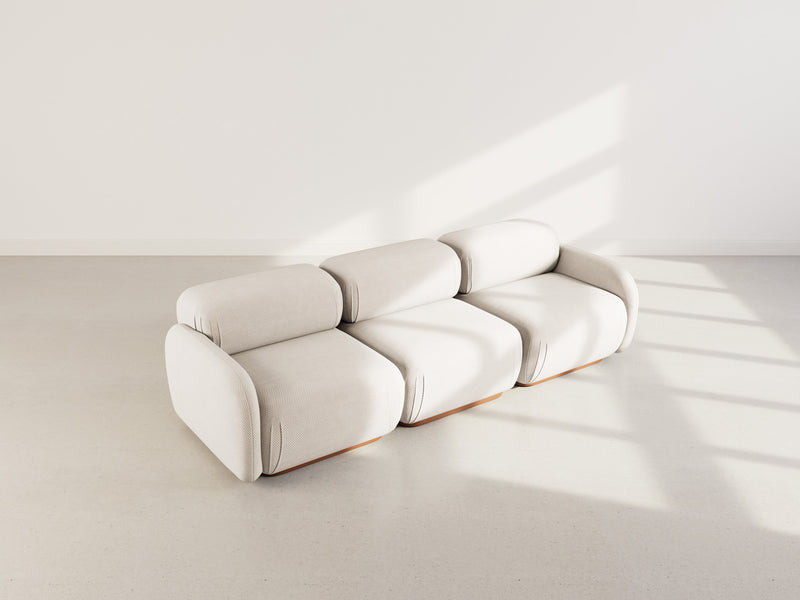 Penelope - Canapé Droit Modulable - 3 Places - Velours Texturé - Beige