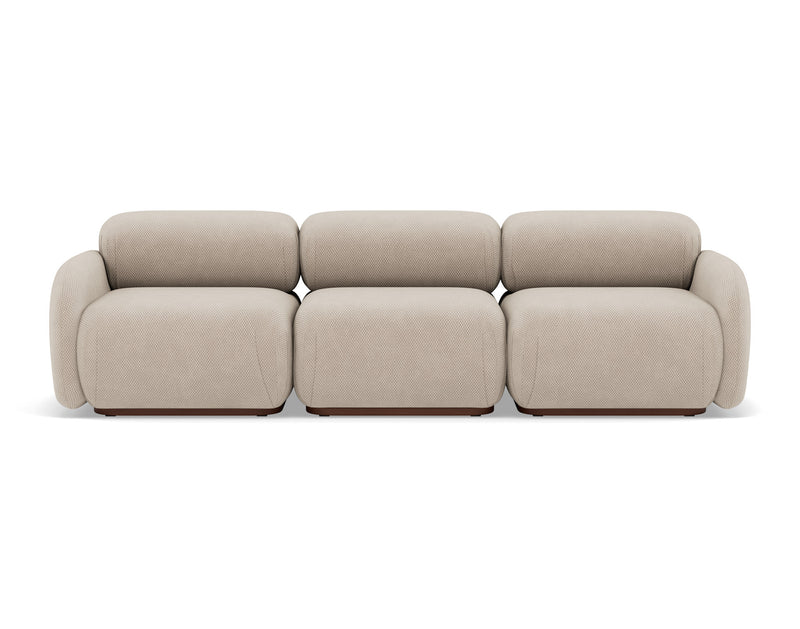 Penelope - Canapé Droit Modulable - 3 Places - Velours Texturé - Beige