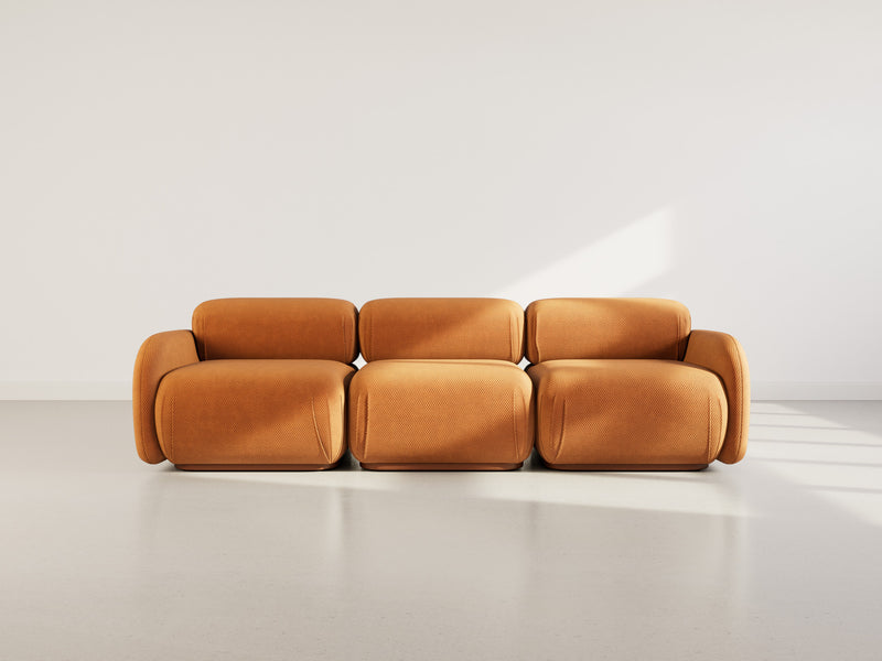 Penelope - Canapé Droit Modulable - 3 Places - Velours Texturé - Terracotta
