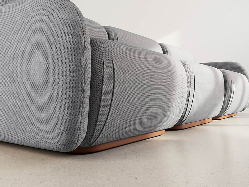 Penélope - Sofá modular recto - 3 plazas - Terciopelo texturizado - Gris