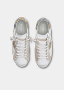 Baskets Philippe Model Pepper - Veau Denim Metal Blanc