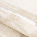 Housse De Couette En Percale De Coton Lavé 300 Fils - Rayures Beiges Blanches