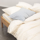 Drap Housse En Percale De Coton Lavé 300 Fils - Rayures Beiges Blanches