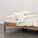 2 Taies D'Oreiller En Percale De Coton Lavé 300 Fils - Rayures Beiges Blanches