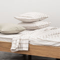 2 Pillowcases - In 300 Thread Count Washed Cotton Percale - Beige Brown Stripes