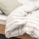 Housse De Couette En Percale De Coton Lavé 300 Fils - Rayures Beiges Marrons