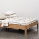 Drap Plat En Percale De Coton Lavé 300 Fils - Rayures Beiges Marrons