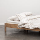 Housse De Couette En Percale De Coton Lavé 300 Fils - Rayures Beiges Marrons