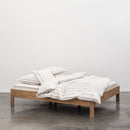 Housse De Couette En Percale De Coton Lavé 300 Fils - Rayures Beiges Marrons