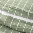 Housse De Couette En Percale De Coton Lavé 300 Fils - Rayures Vertes Blanches