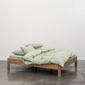 Duvet Cover - In 300 Thread Count Washed Cotton Percale - White Green Stripes