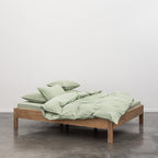 Fitted Sheet - In 300 Thread Count Washed Cotton Percale - White Green Stripes