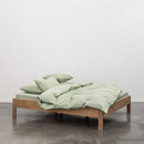 Housse De Couette En Percale De Coton Lavé 300 Fils - Rayures Vertes Blanches