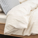 Housse De Couette En Percale De Coton Lavé 300 Fils - Rayures Beiges Blanches