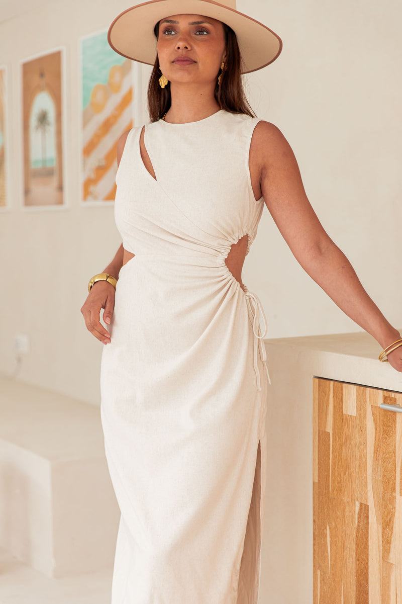 PERNILLE Beige - Robe Lin