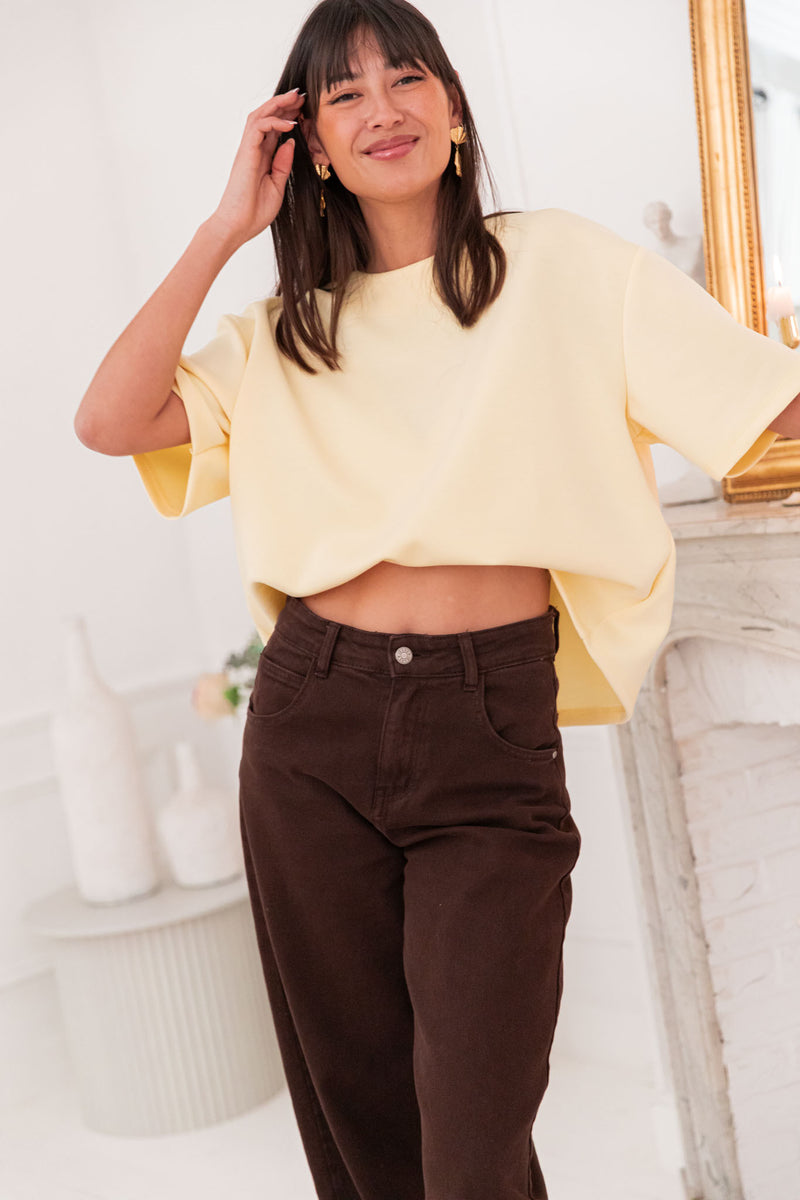 PETER Jaune Pastel - T-Shirt Oversize