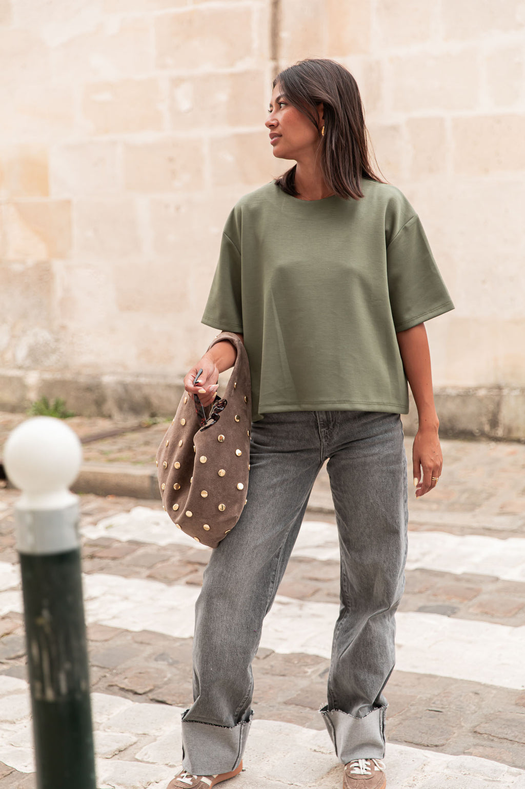 PETER caqui - camiseta oversize
