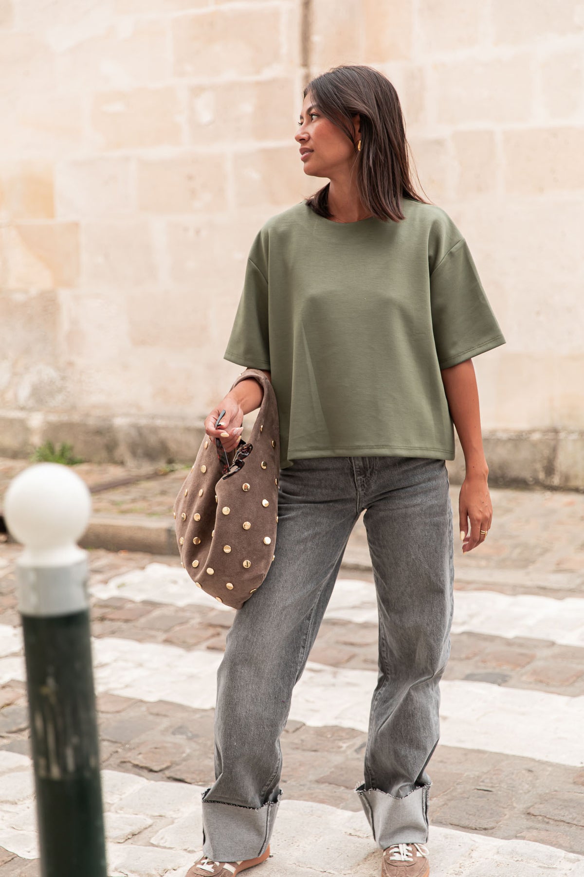 PETER caqui - camiseta oversize