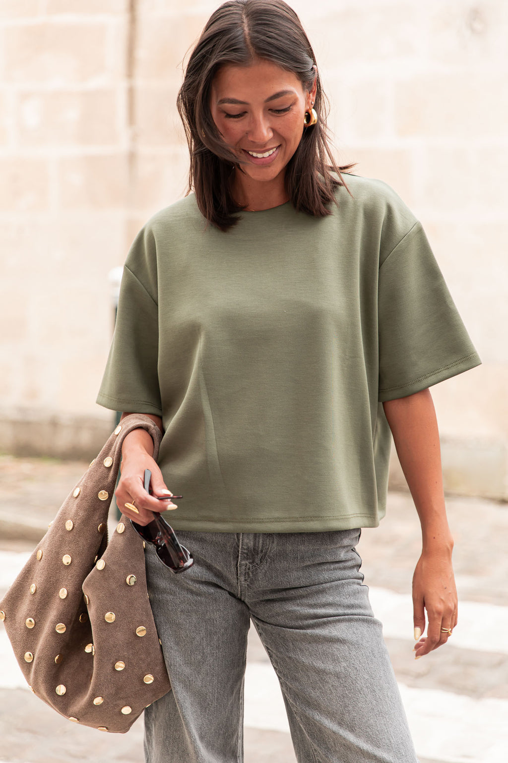 PETER caqui - camiseta oversize