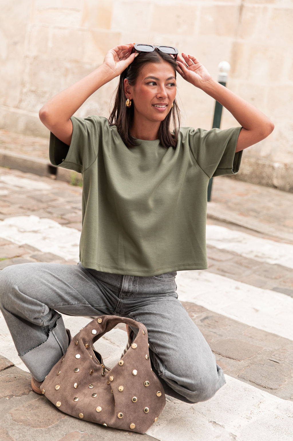 PETER caqui - camiseta oversize