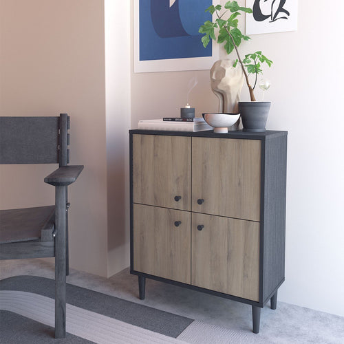 Petit Buffet 4 Portes Effet Bois - Arty - Noir