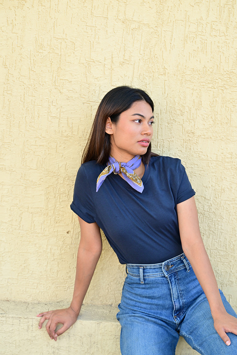 Petit Foulard Fauve - Bleu