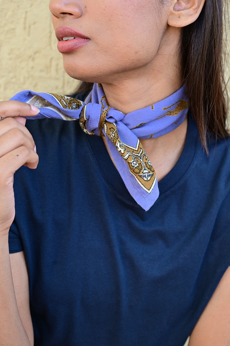 Petit Foulard Fauve - Bleu