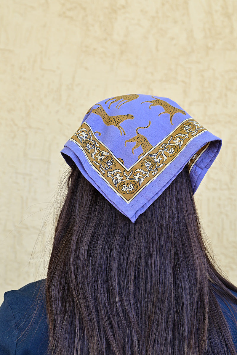 Petit Foulard Fauve - Bleu