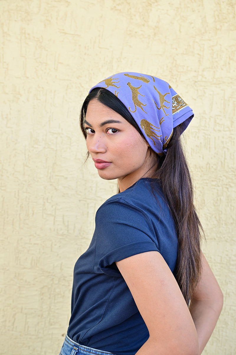 Petit Foulard Fauve - Bleu