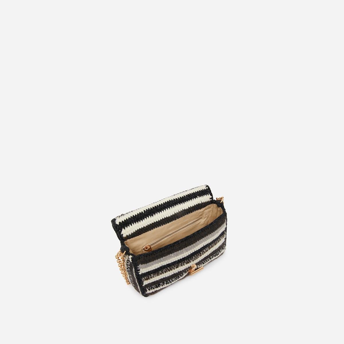 Bolso Moon Pequeño De Lana - Negro/Gris