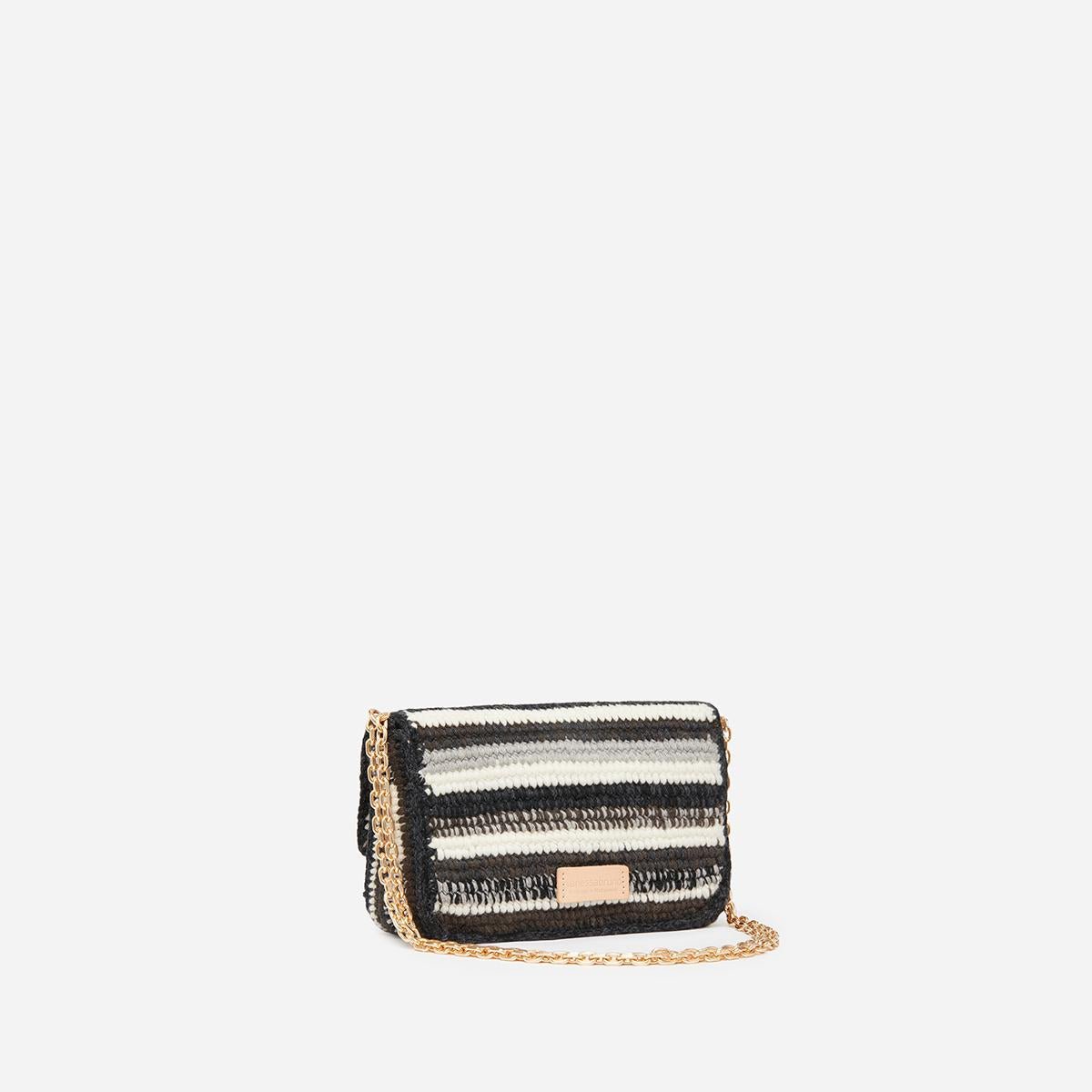 Bolso Moon Pequeño De Lana - Negro/Gris