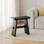Eka - Taburete de madera de teca reciclada pintada en negro