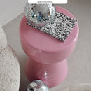 petite table basse ronde rose bonbon glossy metal athena