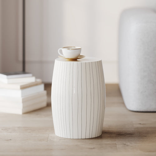 petite table d appoint nello blanche ronde rayures