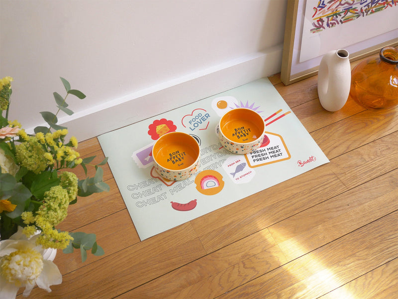 Tapis De Gamelle Stickers - Chien/Chat